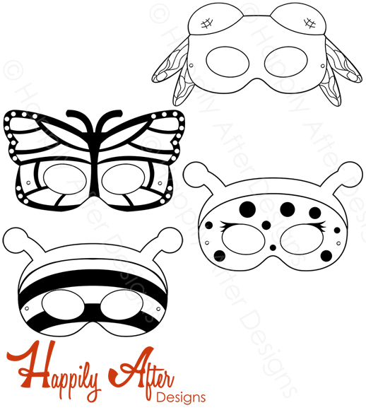 Insects printable coloring masks â happily after designs