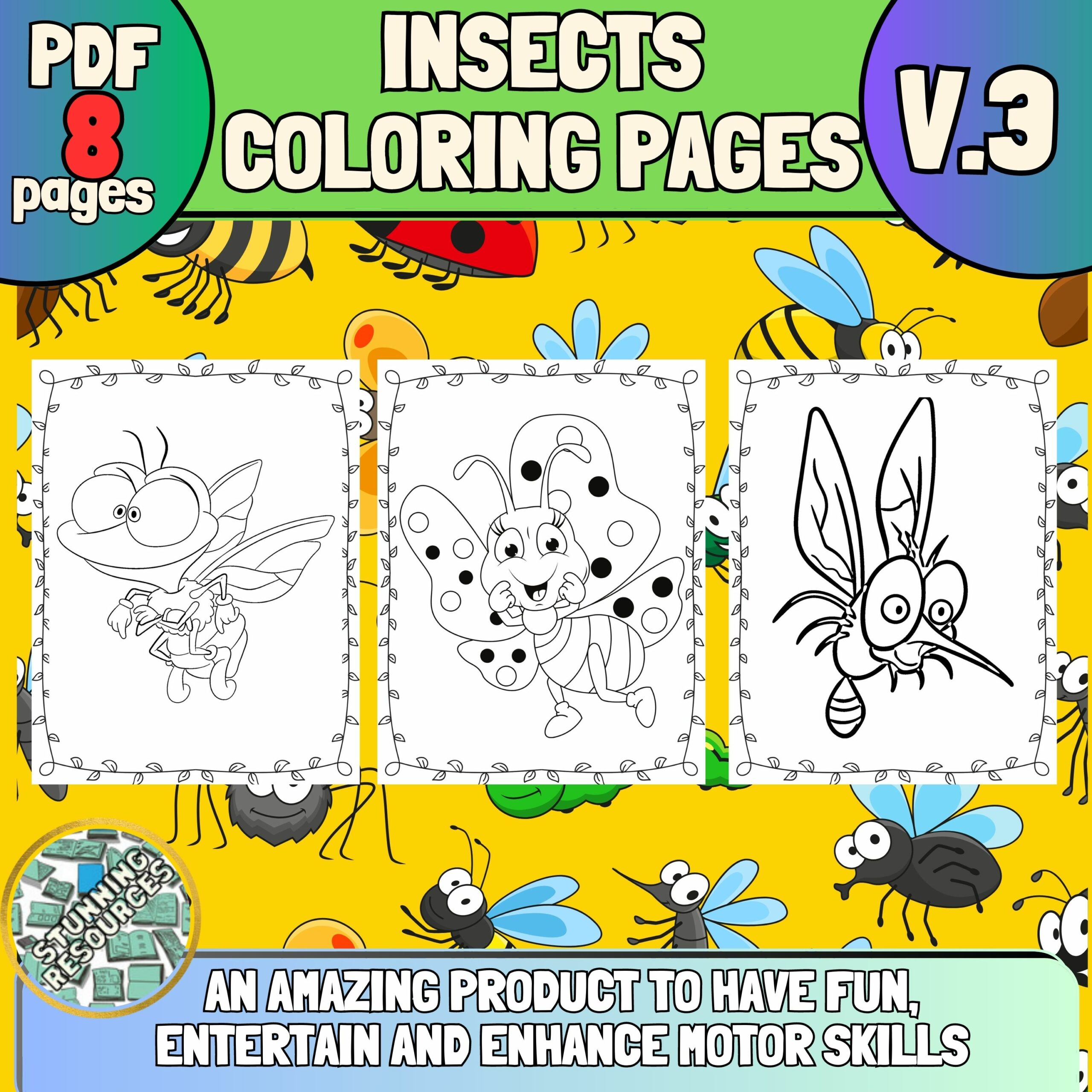 Cartoon insects coloring pages v made by teachers