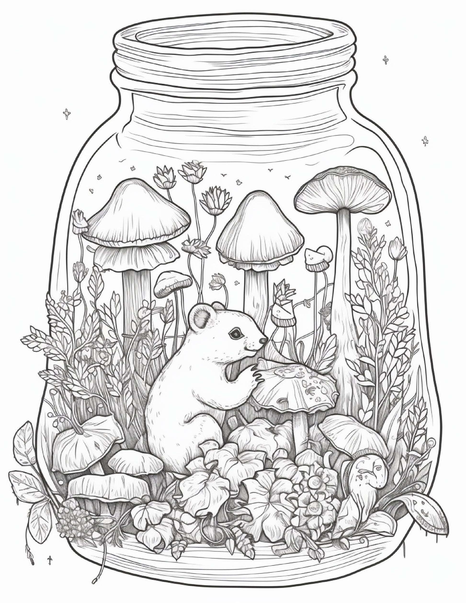 Life inside jar printable coloring pages for adults grayscale colo â coloring