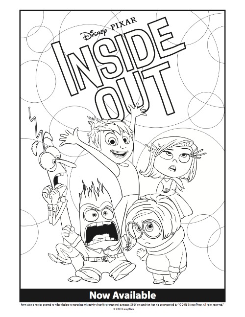 Disney inside out coloring pages activity sheets for family movie night