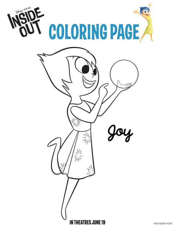 Disney pixar free printable inside out joy coloring sheet