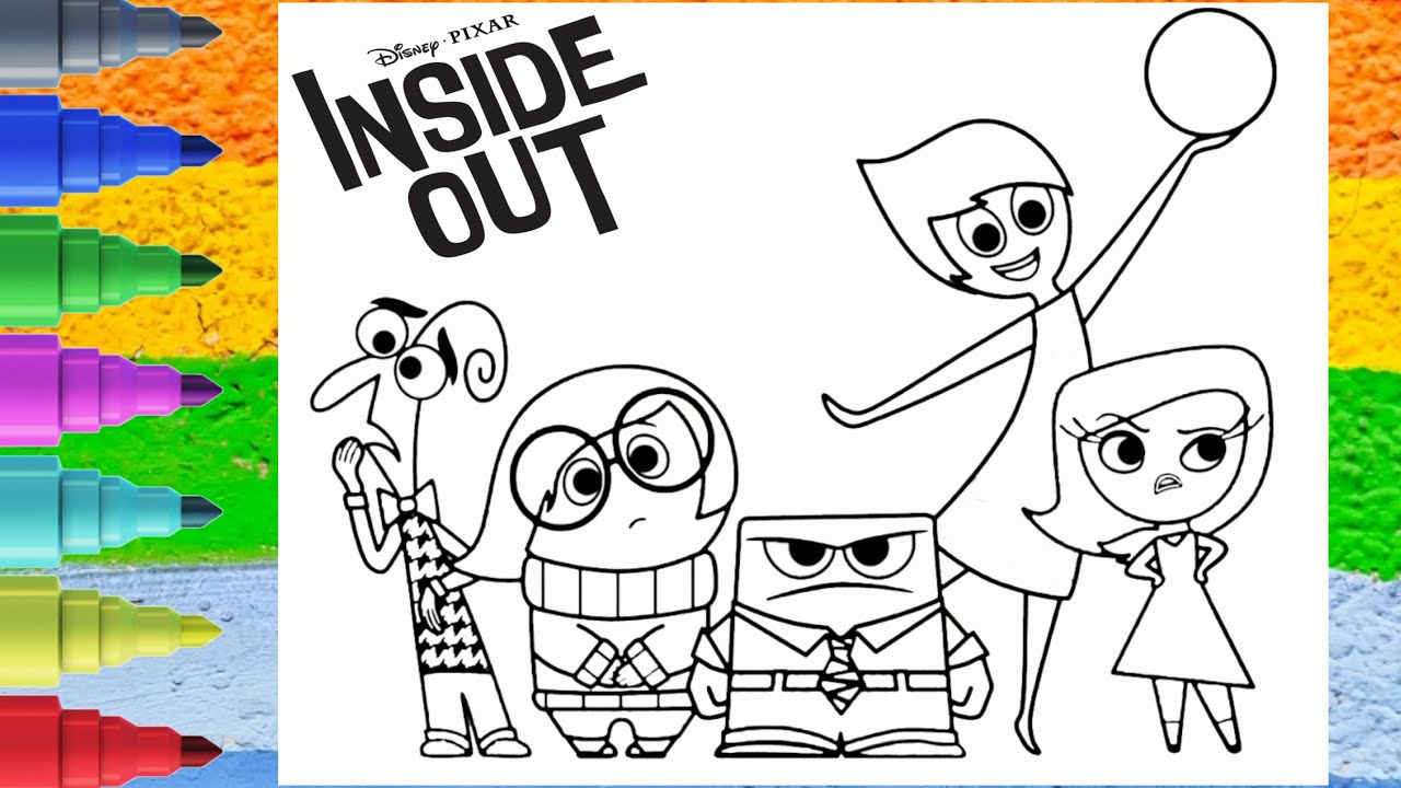 Coloring inside out joy sadness anger disgust dan fear disney pixar coloring page