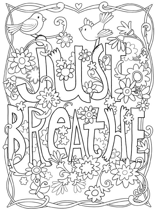 Inkspirations inthegarden just breathe inspirational art quote coloring pages coloring pages inspirational coloring book pages