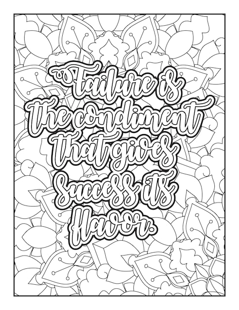 Premium vector motivational quotes coloring page inspirational quotes coloring page coloring page for adults