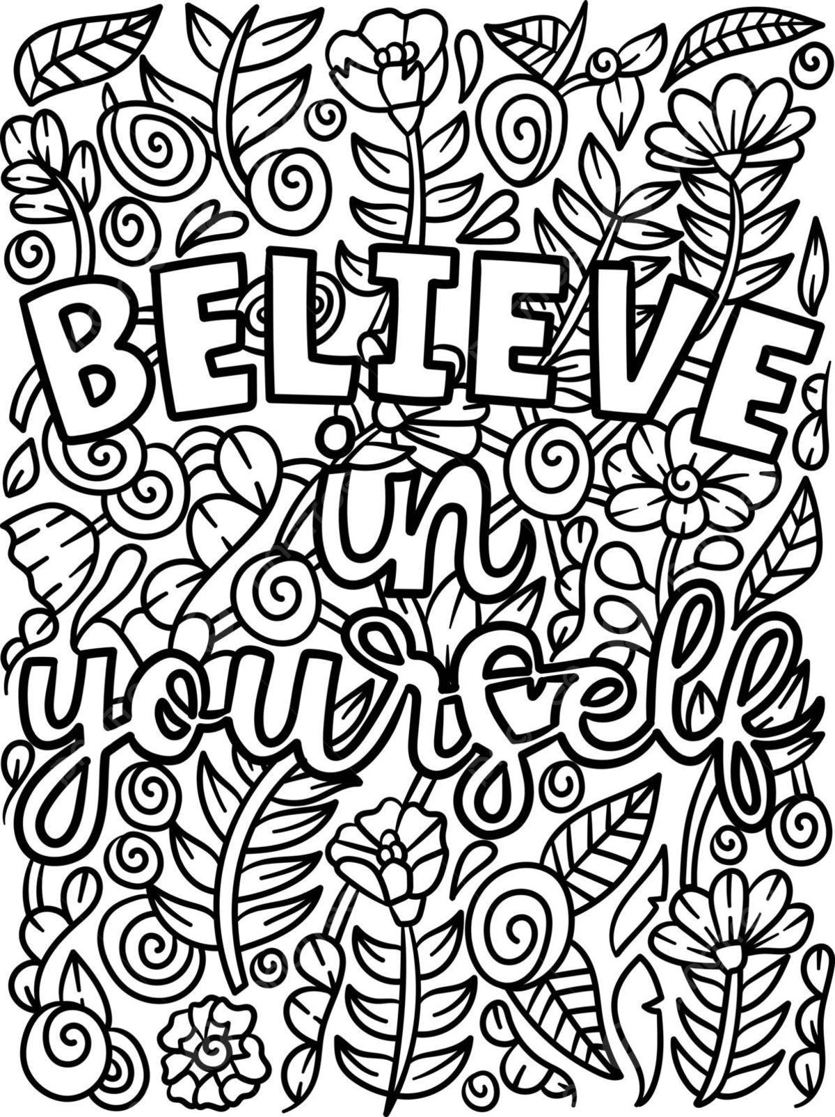 Believe in yourself motivational quote coloring positive color adult vector ring drawing elf drawing color drawing png and vector with transparent background for free download