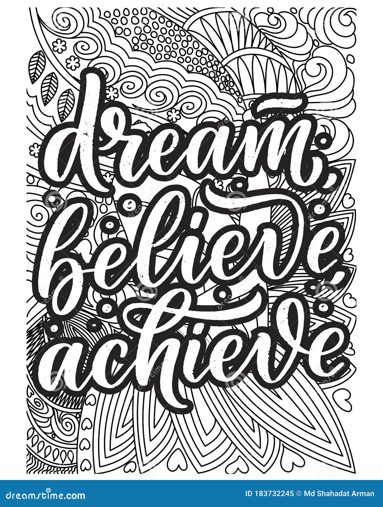 Inspirational words coloring book pagesmotivational quotes coloring pages design stock vector