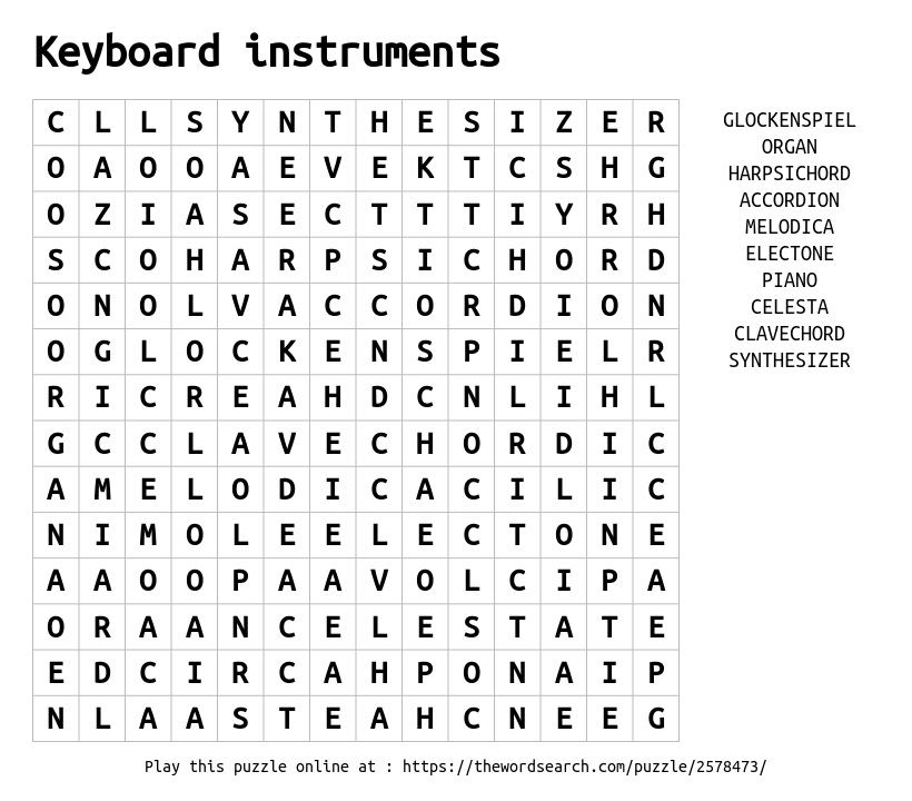 Download word search on keyboard instruments