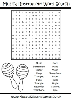 Musical instrument word search