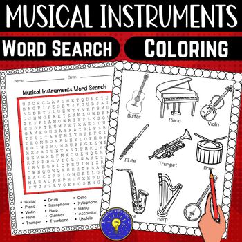 Musical instruments activities word search