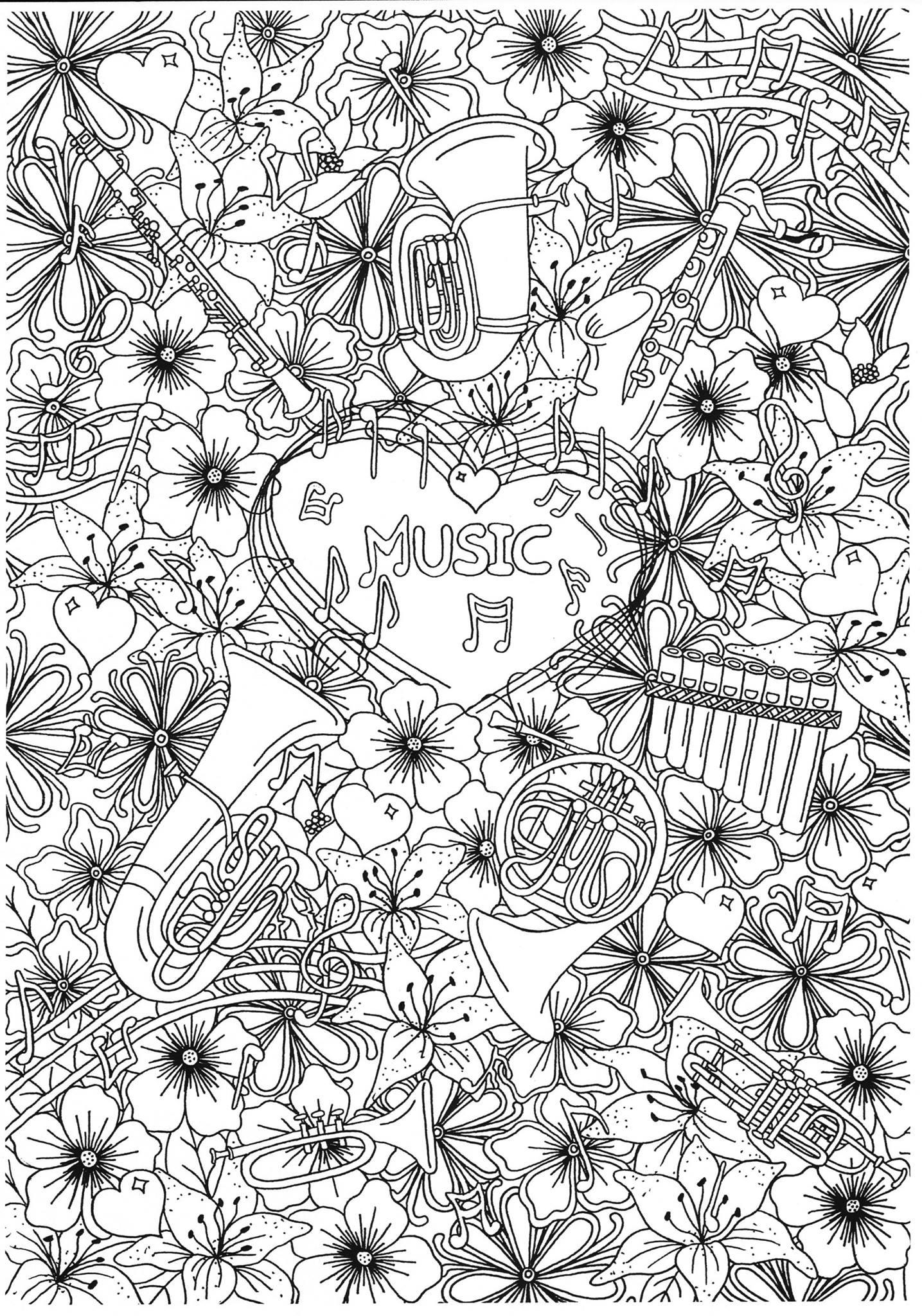 Dibujo para colorear instrumentos musicales de viento