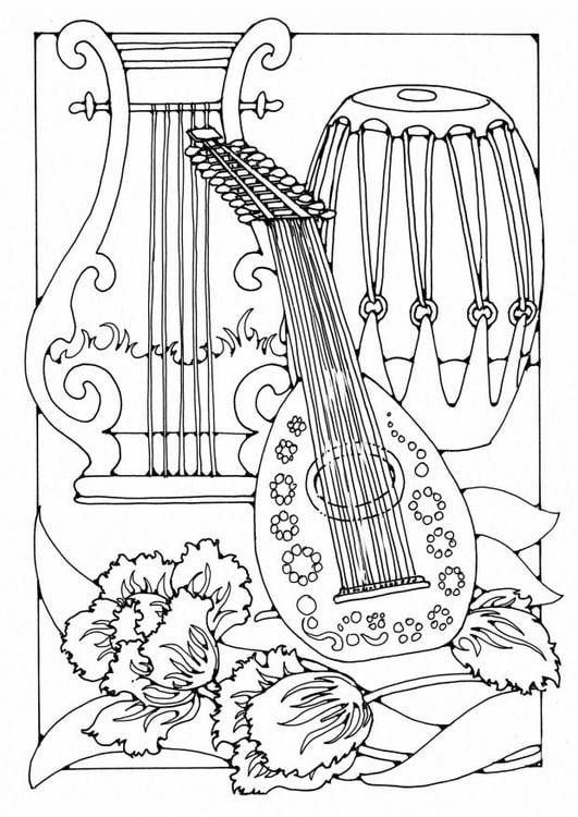 Dibujo para colorear instrumentos musicales