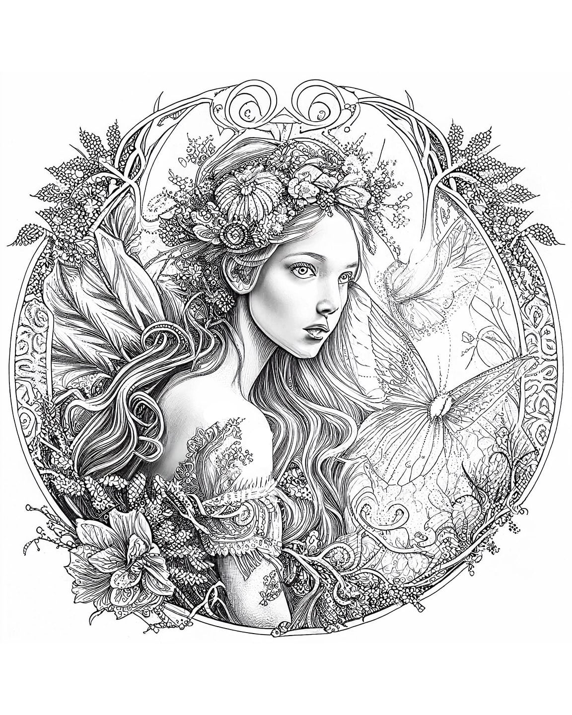 Fascinating fairy coloring pages for adults