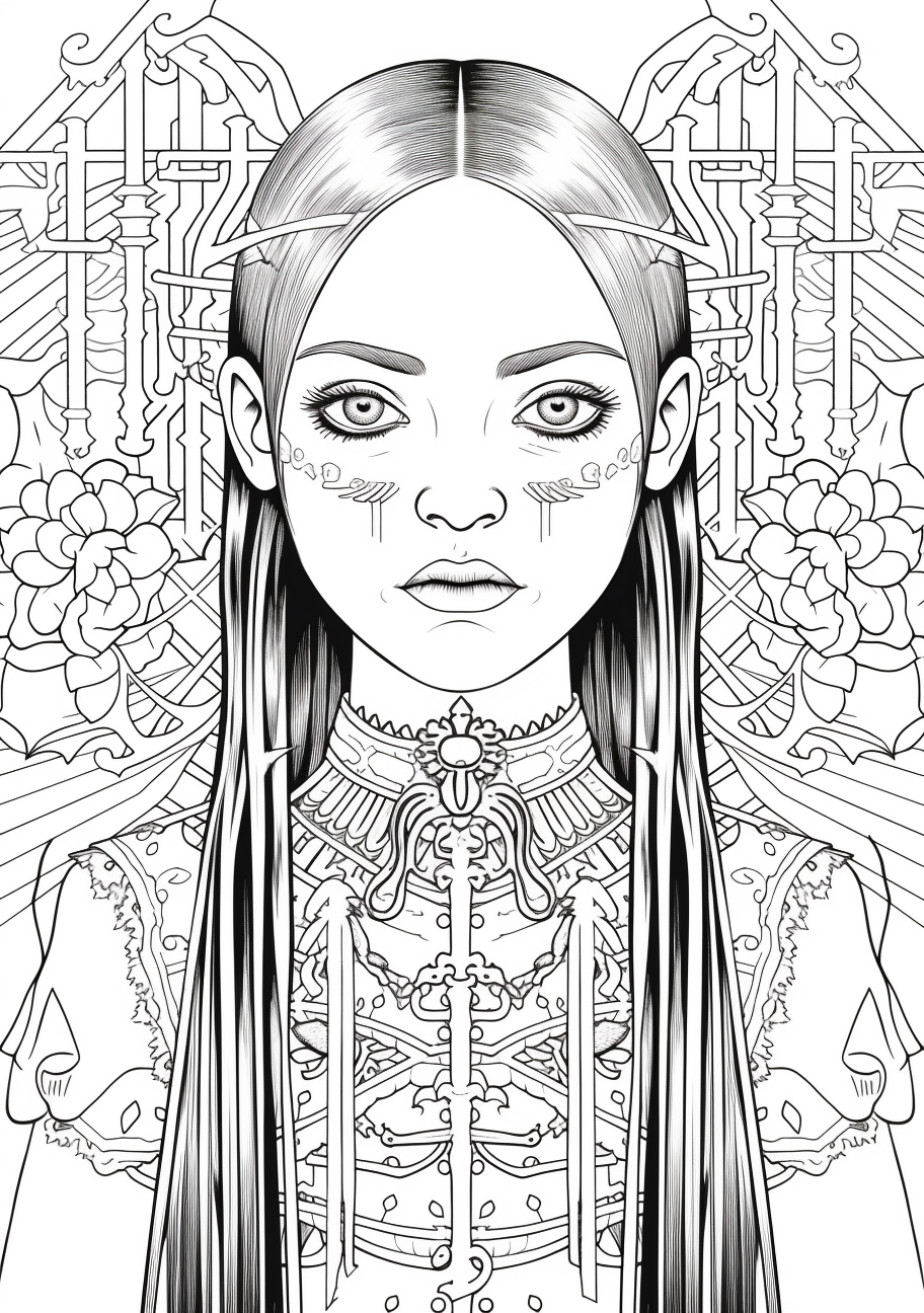 Intricate patterns wednesday addams coloring s