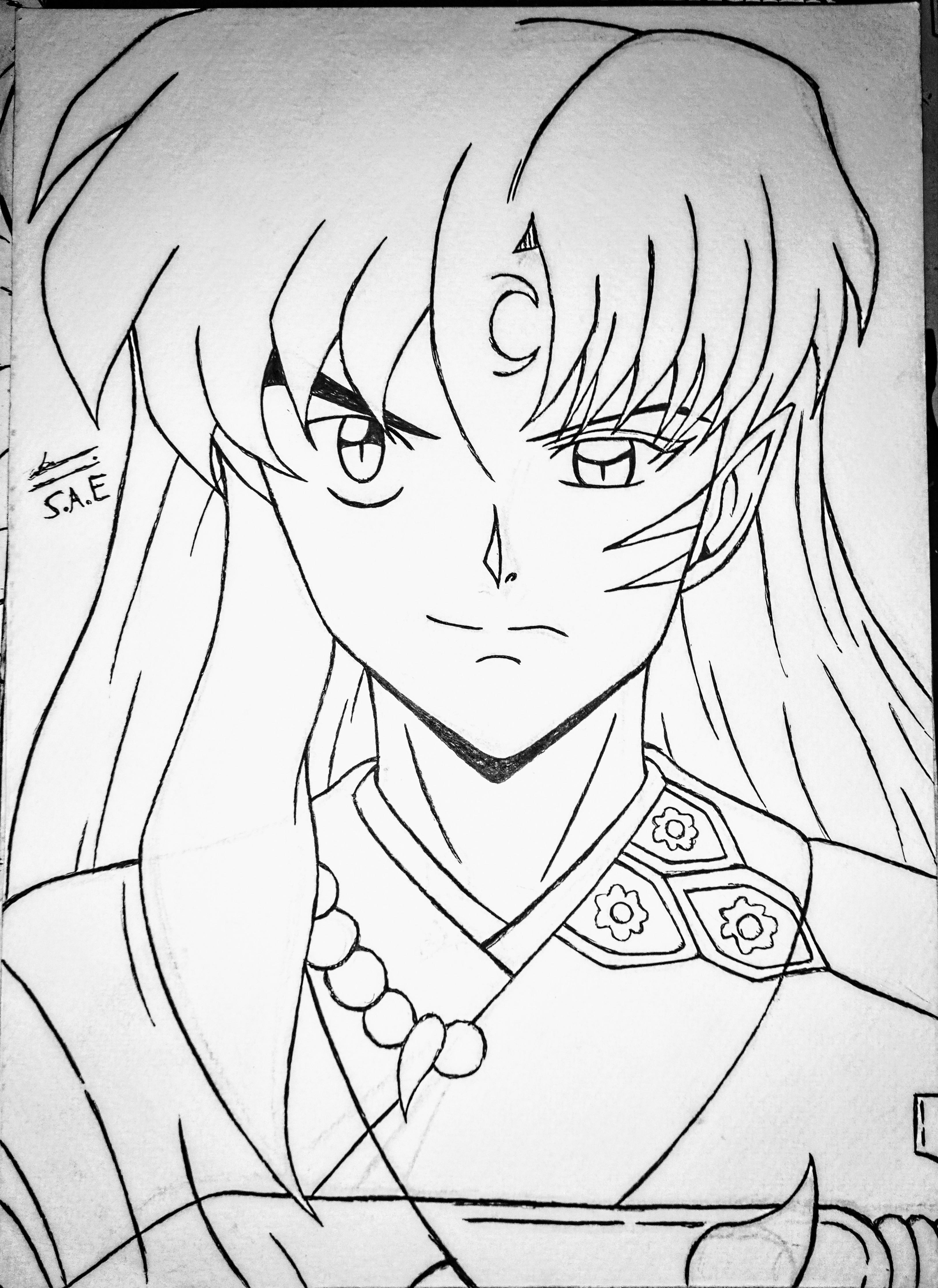 Hey everyone hows my split drawing of inuyasha and sesshomaru cant wait to color it rinuyasha