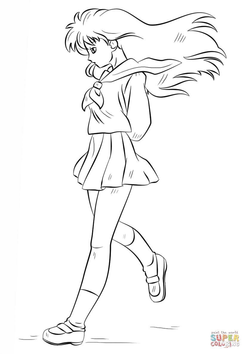 Kagome higurashi coloring page free printable coloring pages