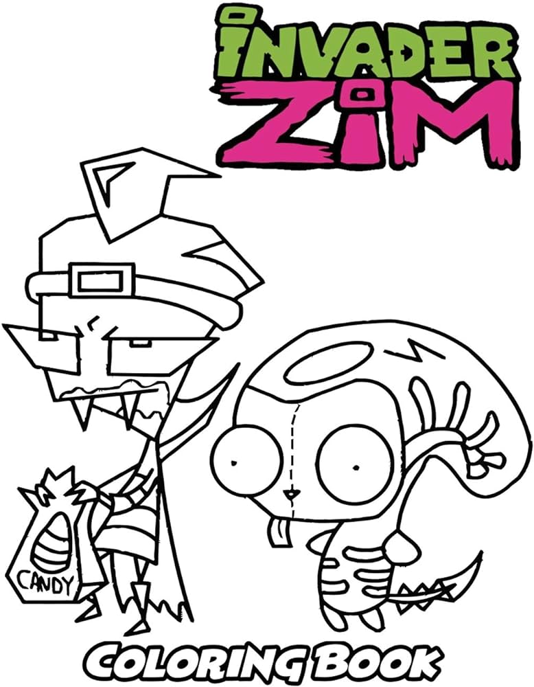 Invader zim coloring book coloring book for kids and adults activity book with fun easy and relaxing coloring pages by