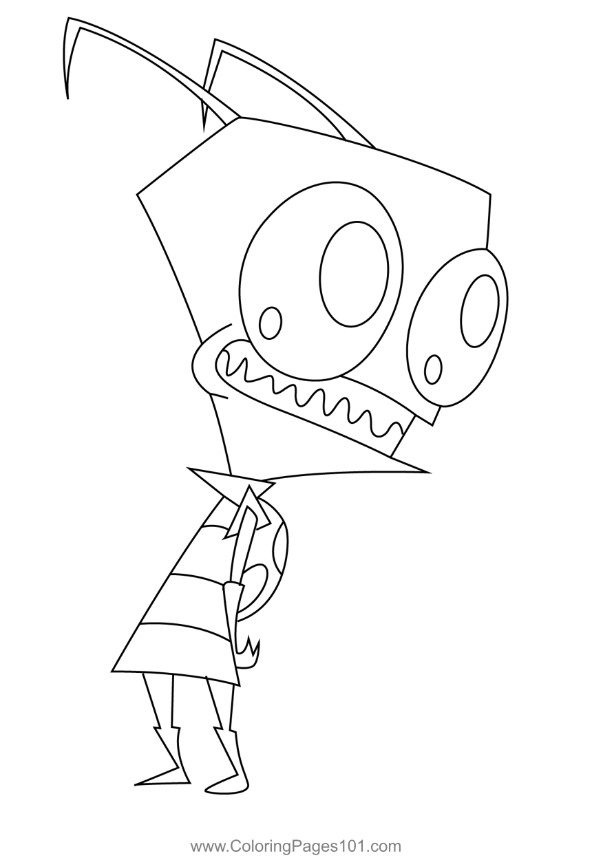 Zim hands behind back coloring page coloring pages invader zim old cartoon characters