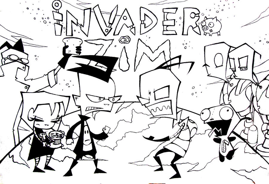 Invader zim fanart lineart by summerskypromise on