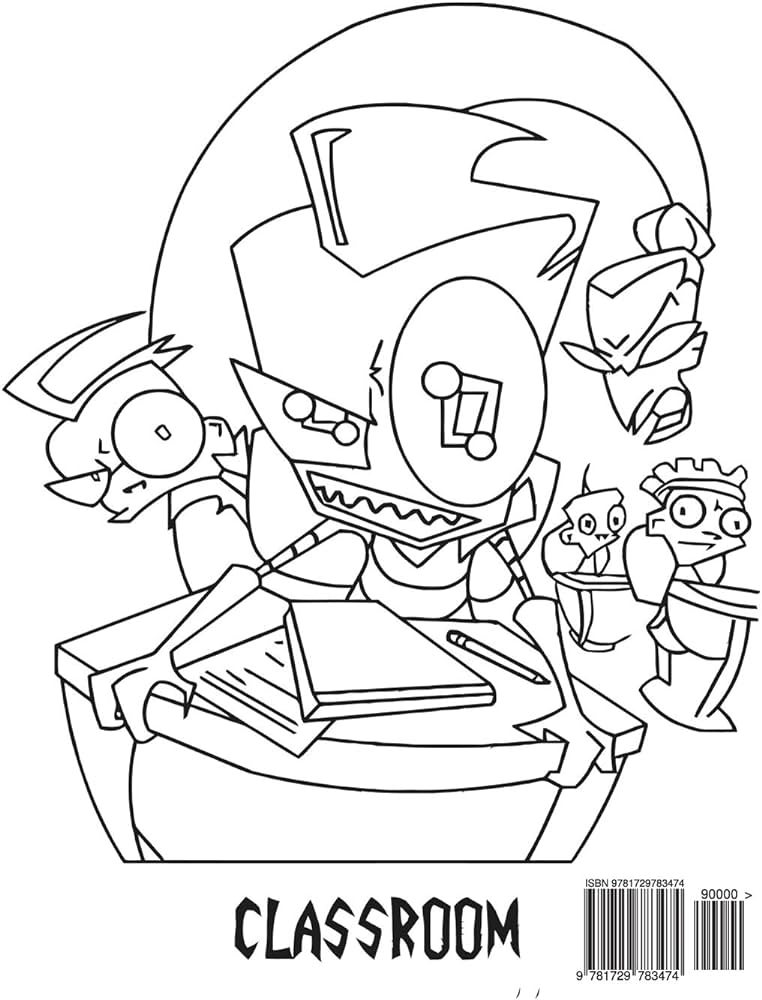 Invader zim coloring book coloring book for kids and adults activity book with fun easy and relaxing coloring pages by