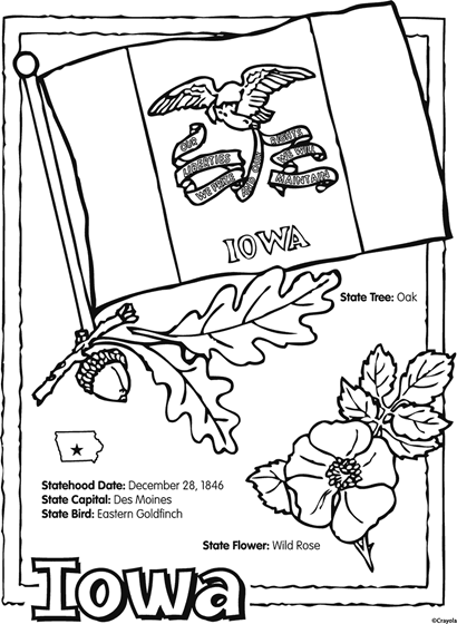 State of iowa free coloring page