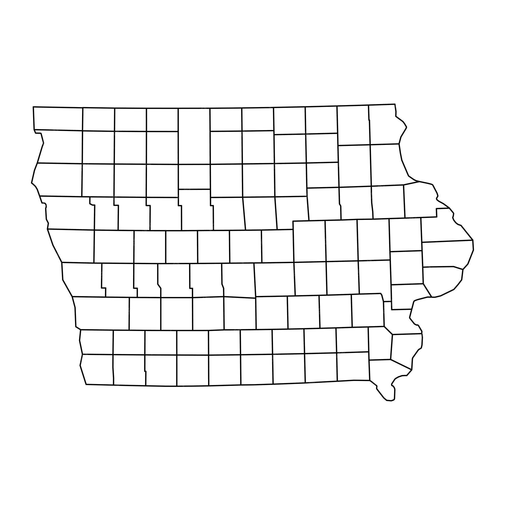 Premium vector iowa state map with counties vector illustration