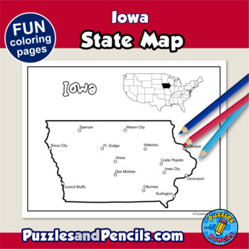 Iowa symbols coloring pages with map and state flag state symbols