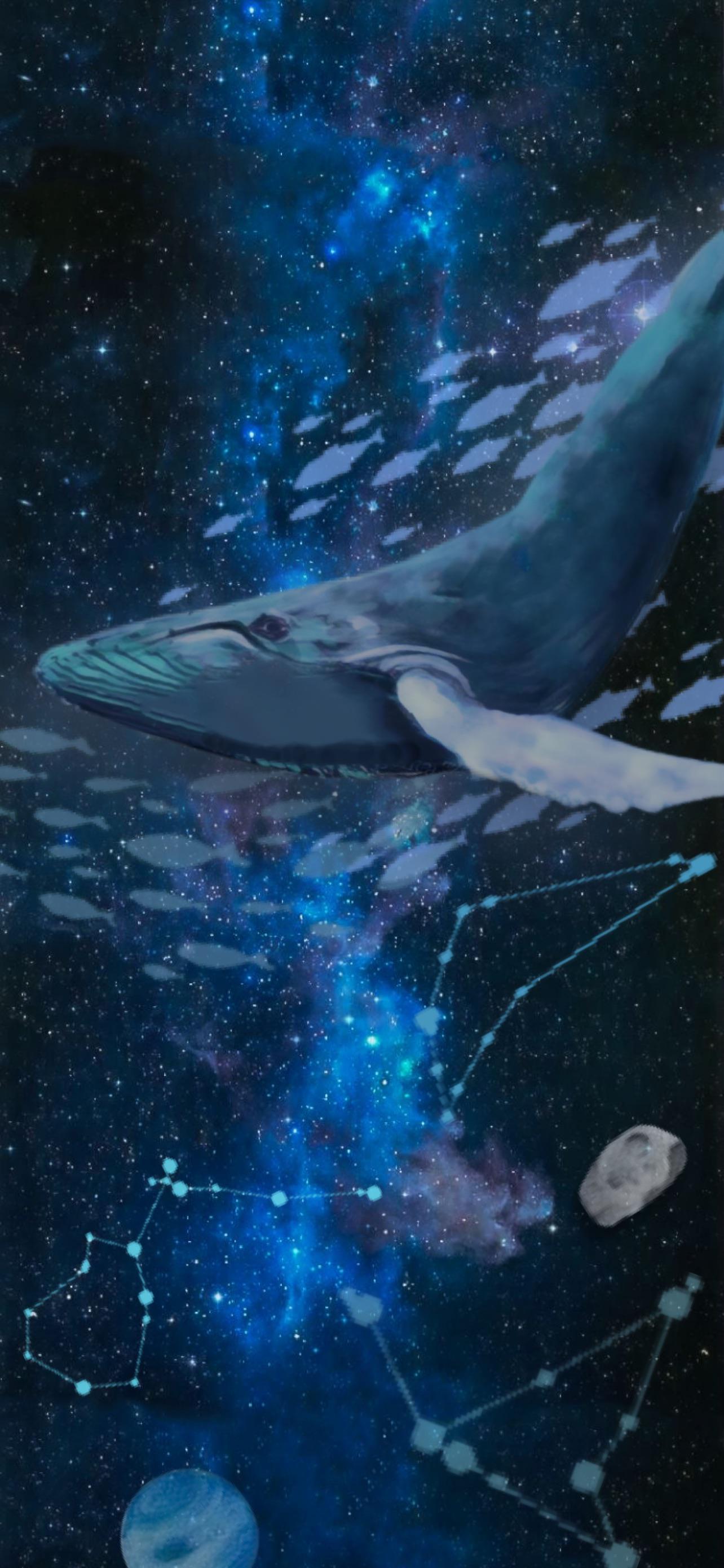 Space whale abstract wallpaper