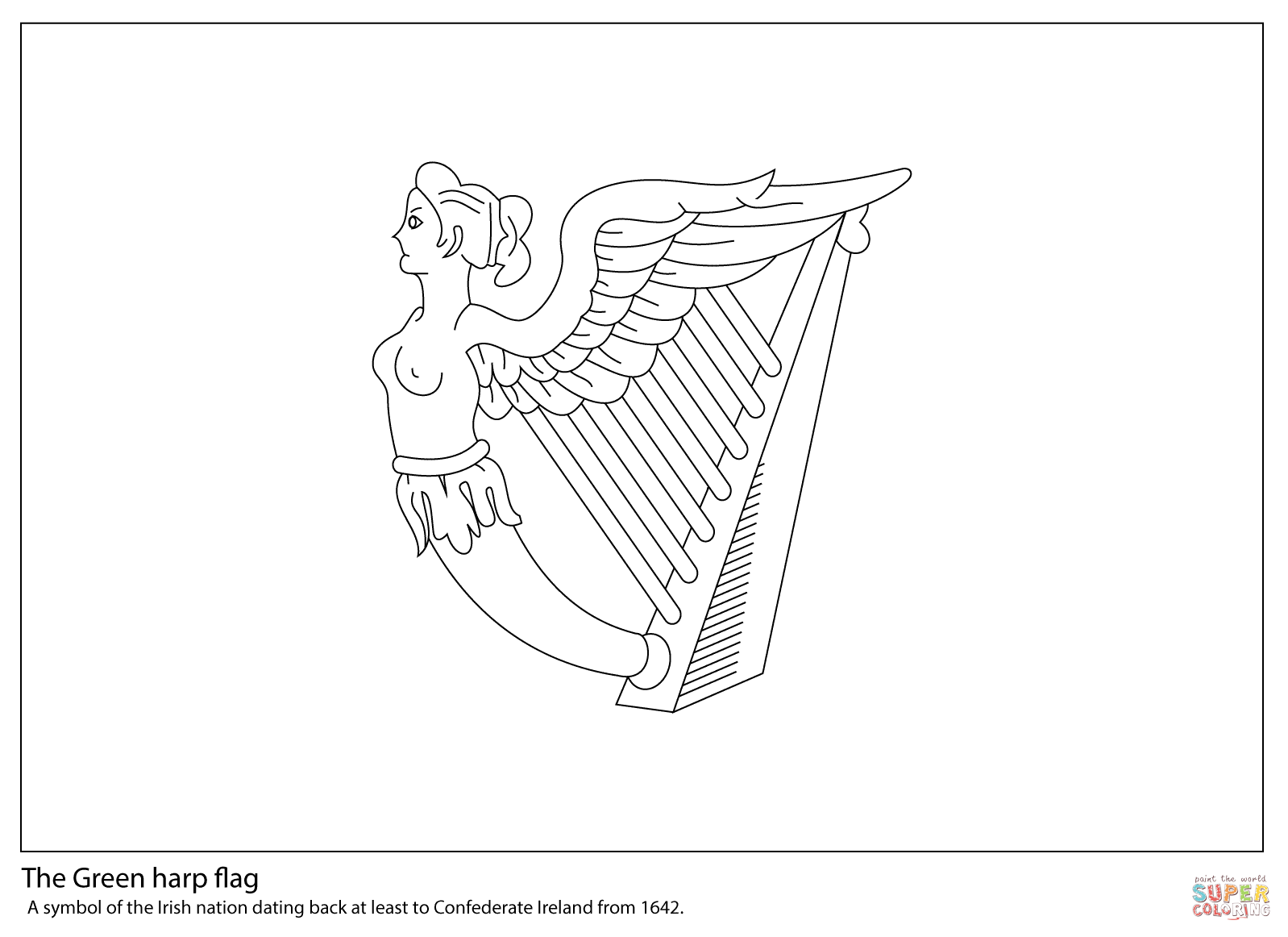 Green harp flag of ireland coloring page free printable coloring pages