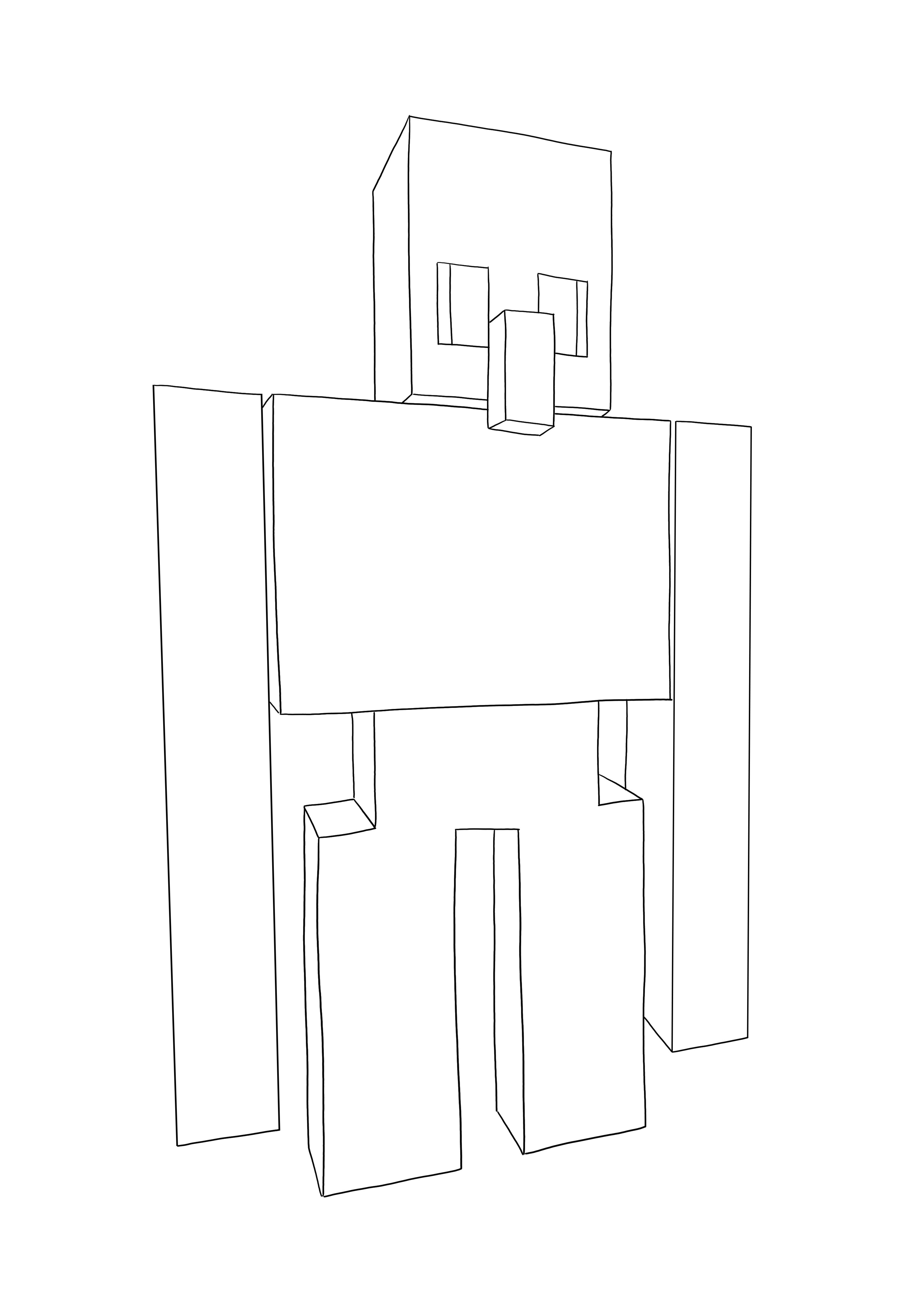 Simple coloring of minecraft iron golem free printable sheet