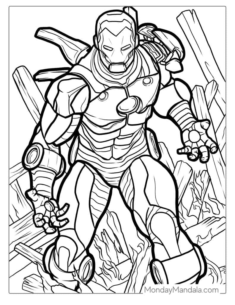 Iron man coloring pages free pdf printables