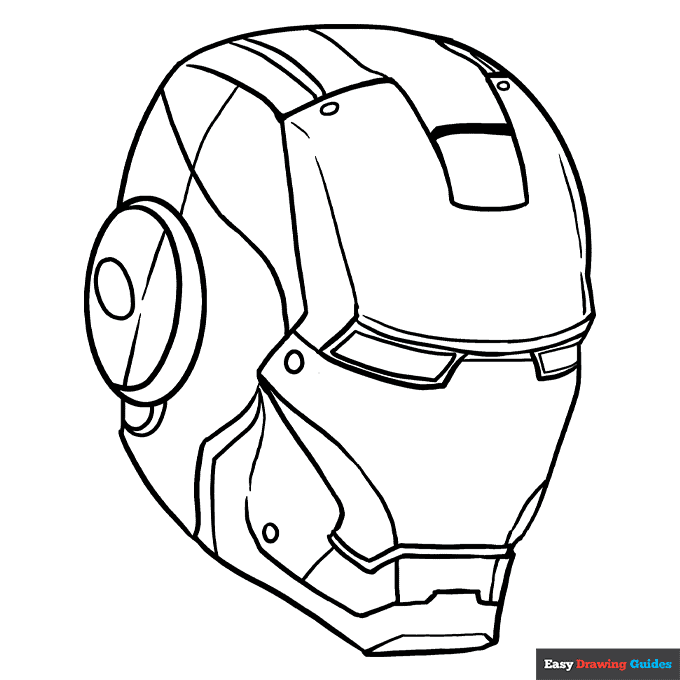 Iron man mask coloring page easy drawing guides