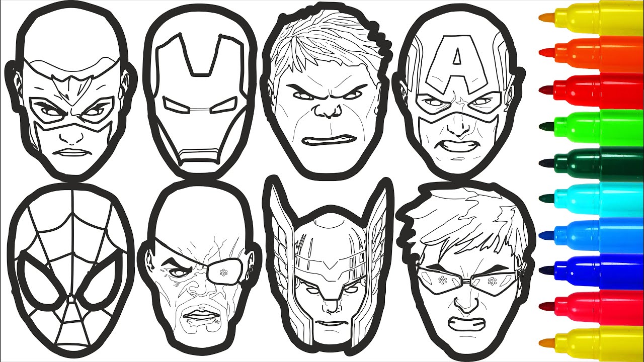 Avengers faces coloring pages