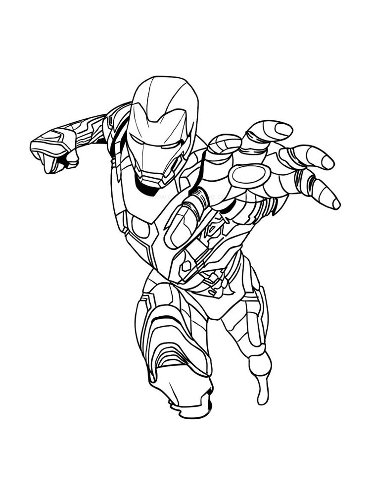 Drawing of iron man with an outstretched hand coloring page