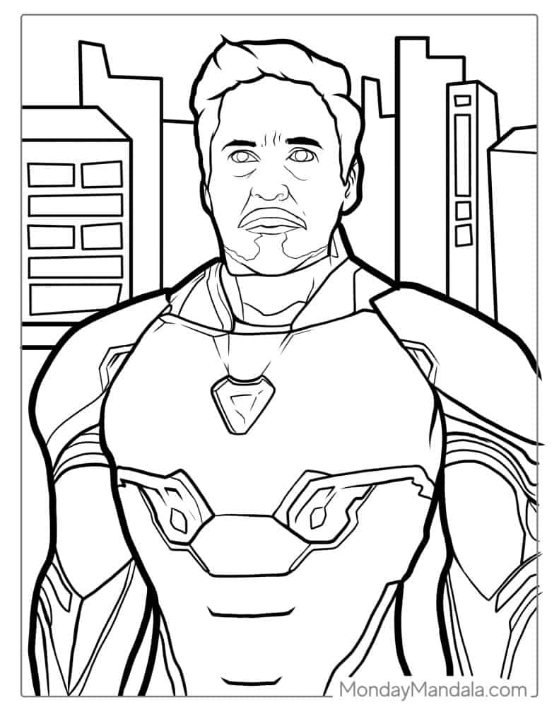 Iron man coloring pages free pdf printables