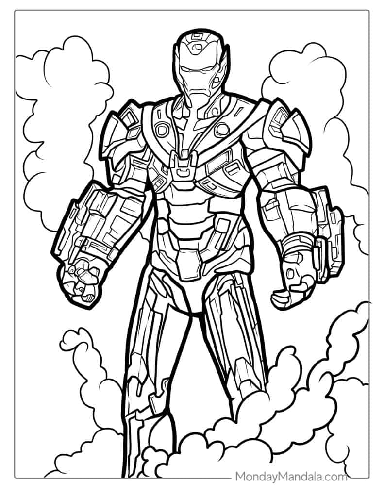 Iron man coloring pages free pdf printables