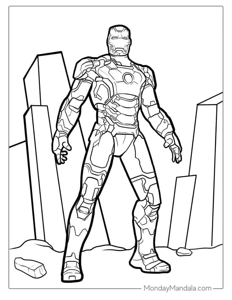 Iron man coloring pages free pdf printables