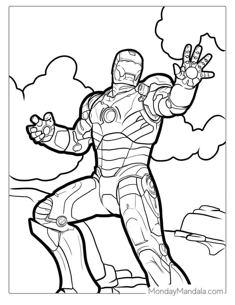 Iron man coloring pages free pdf printables