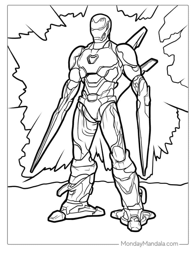 Iron man coloring pages free pdf printables