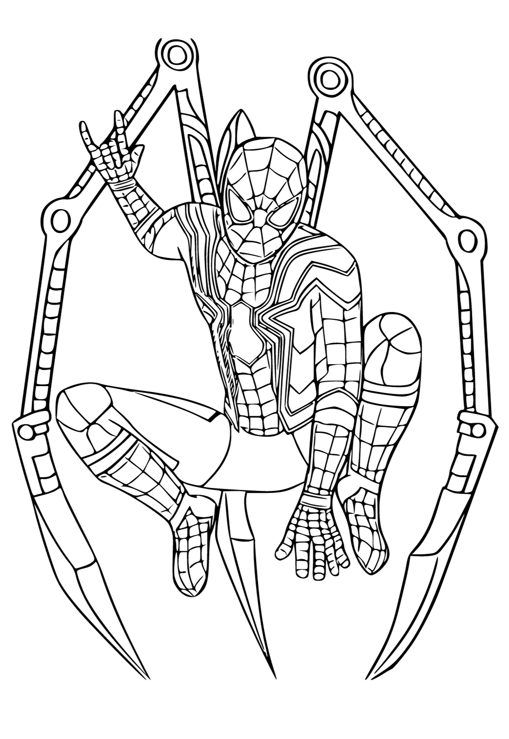 Free printable iron spider hero coloring page for adults and kids