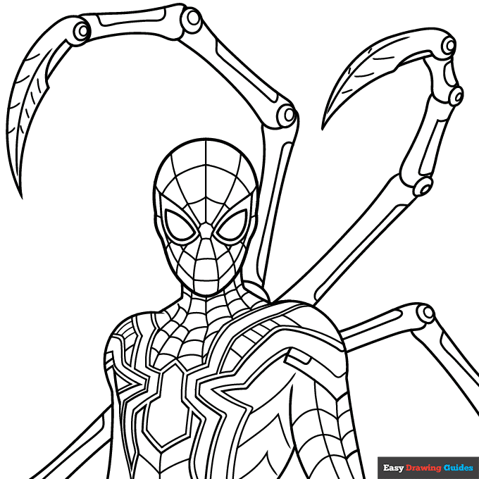 Iron spider from avengers coloring page easy drawing guides