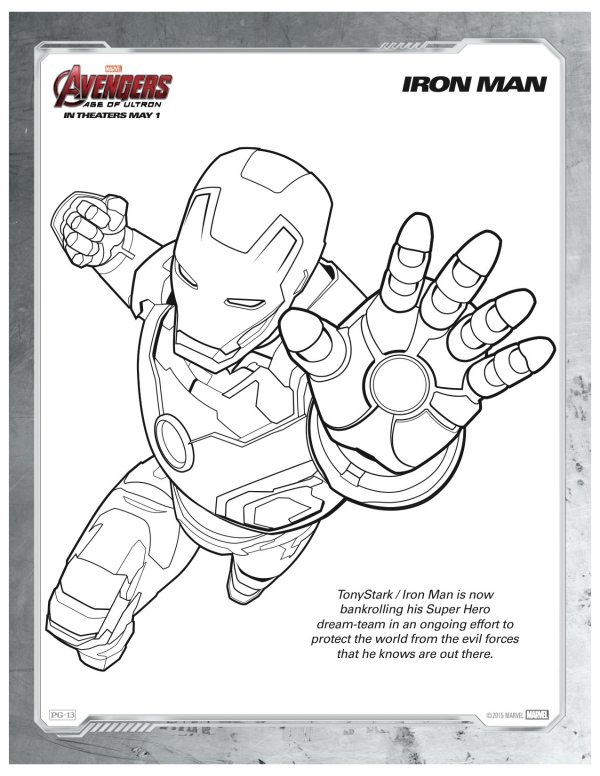 Free printable marvel avengers iron man coloring page