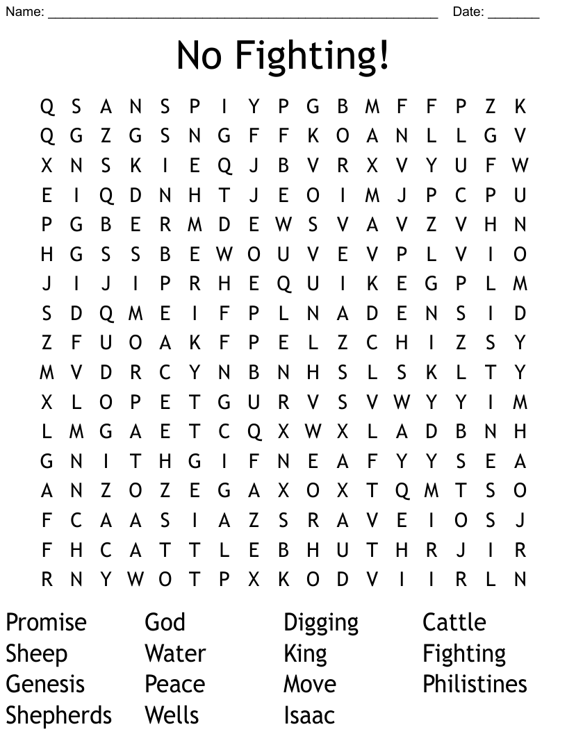 Isaac digs wells word search