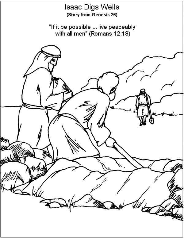 Bible coloring page â isaac digging wells