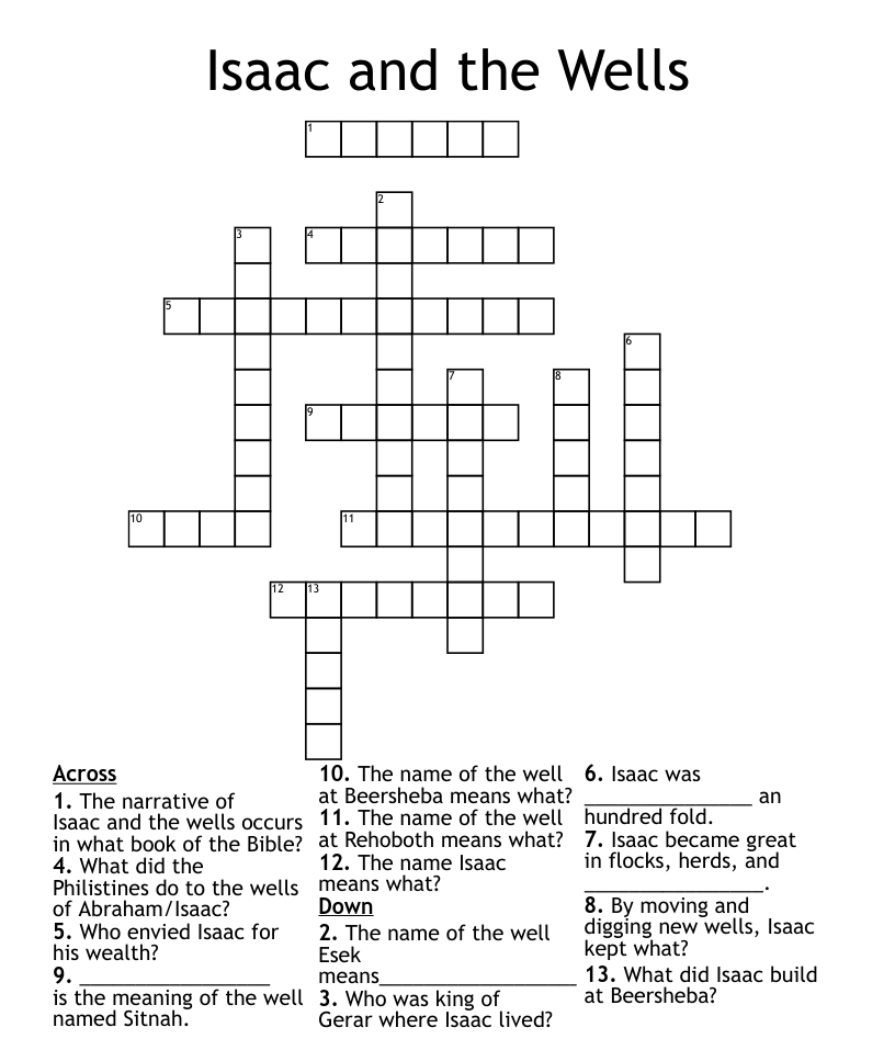 Isaac and the wells crossword