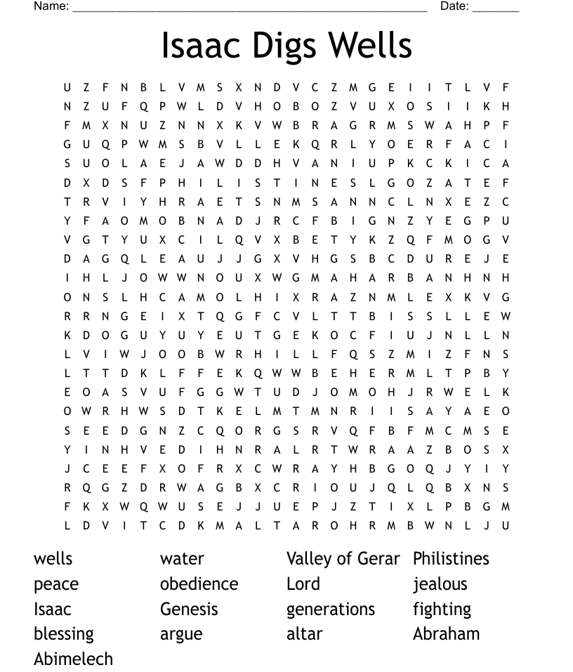 Similar to isaac digs wells word search