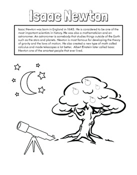 Isaac newton coloring and activity book pages