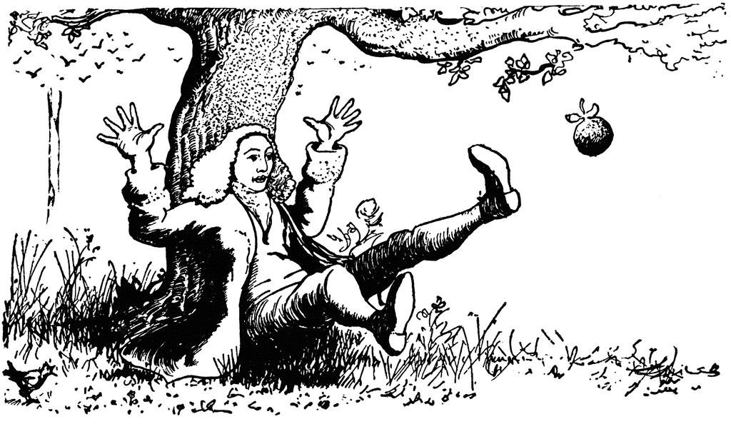 Isaac newton discovering gravity clipart