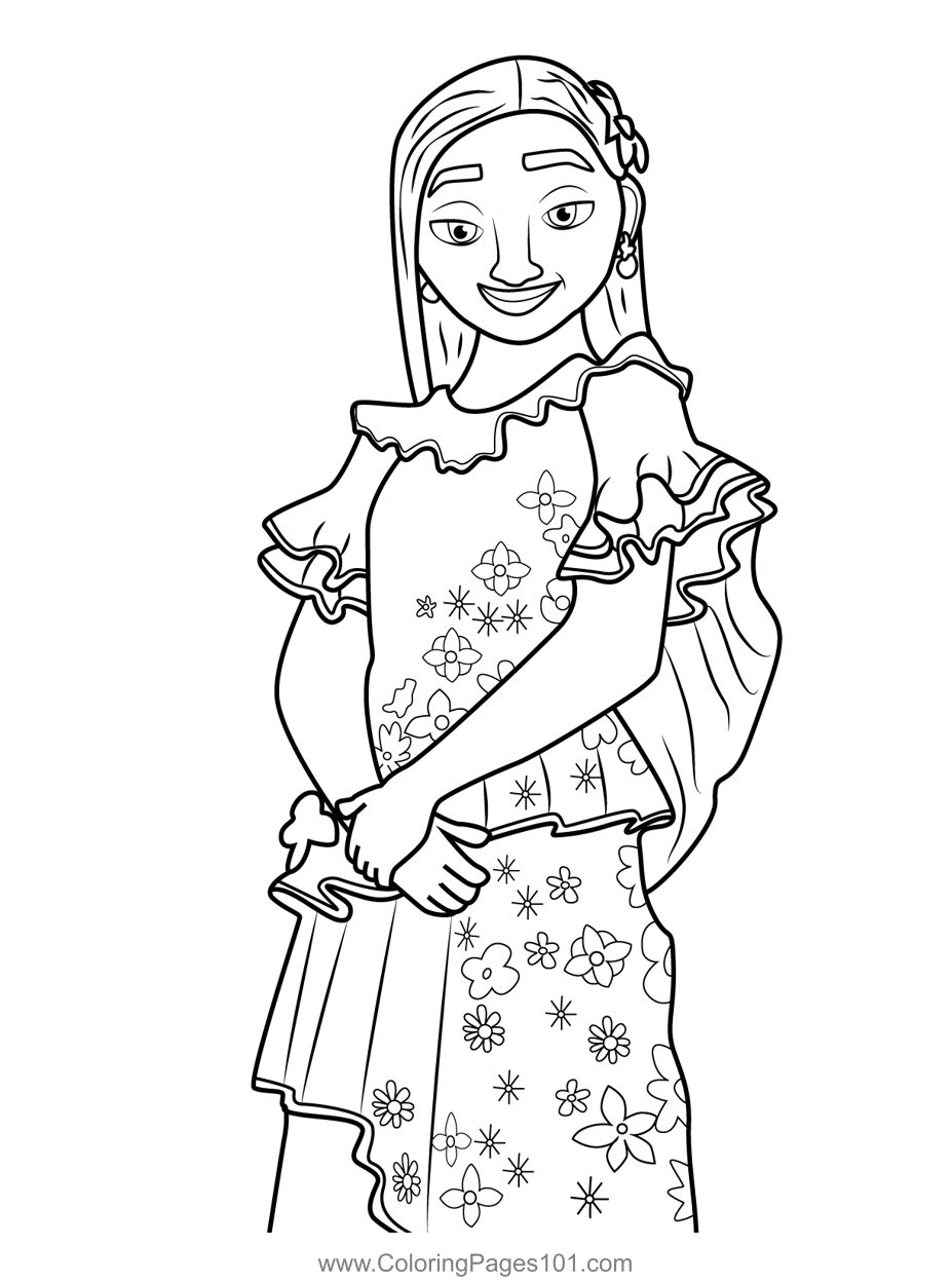 Isabela madrigal encanto coloring page for kids