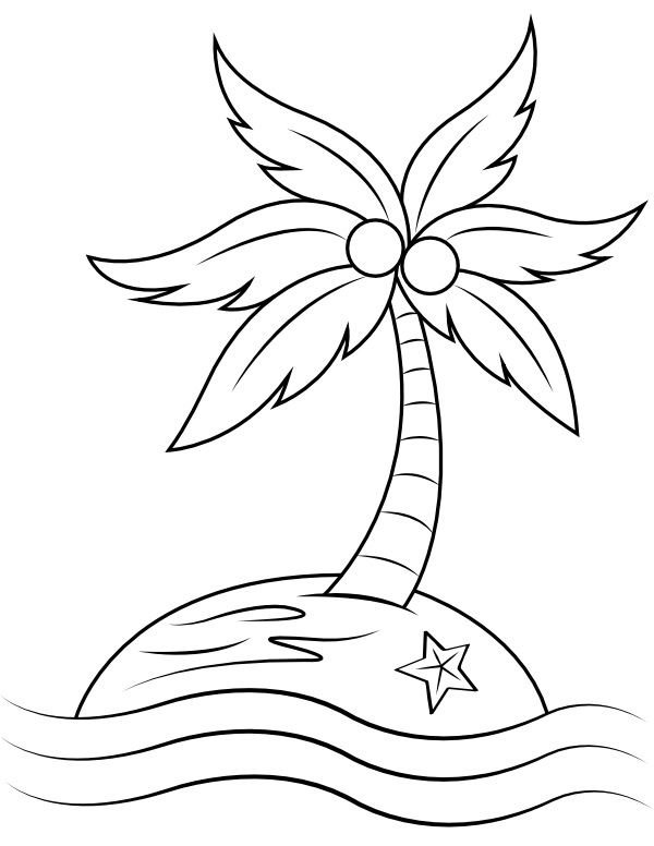 Printable deserted island coloring page