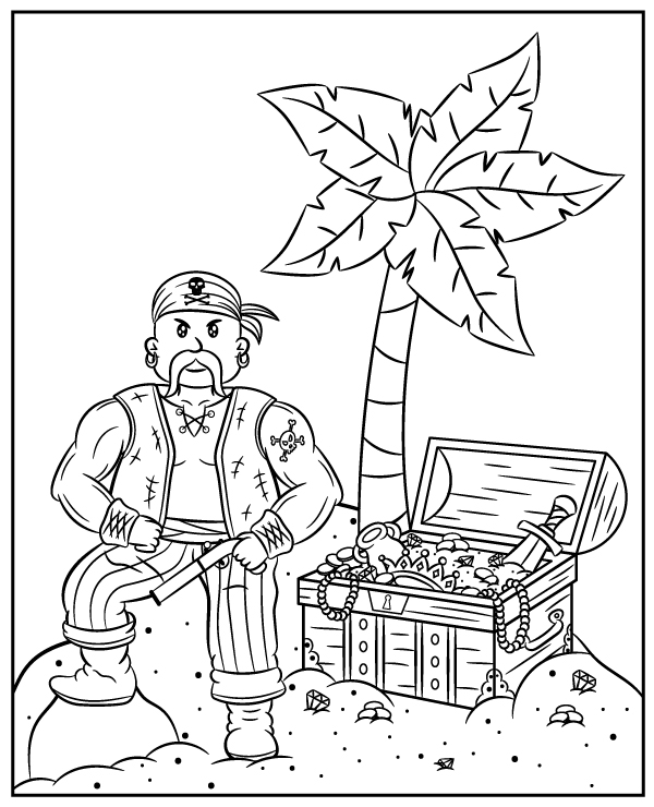 Pirate island coloring page